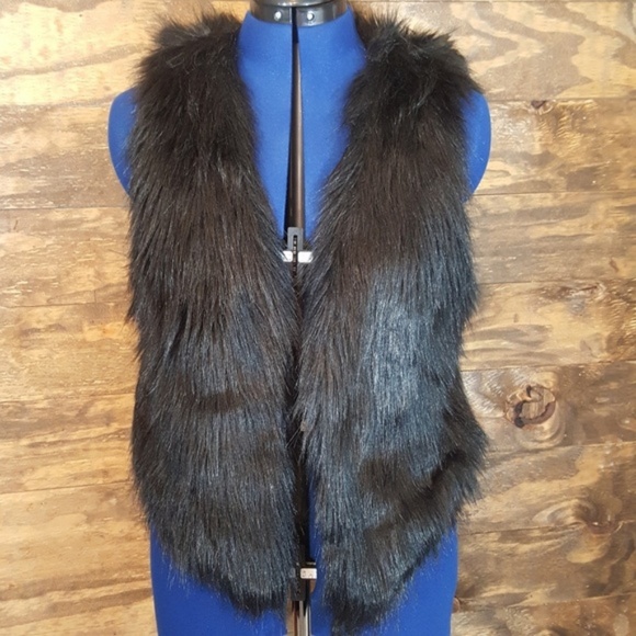 Jackets & Blazers - FAUX FUR VEST Black vest, faux fur, size medium.